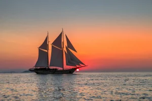 A yacht under sail in the Flores Sea