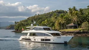 Hull and deck work under way in a modern yacht construction yard