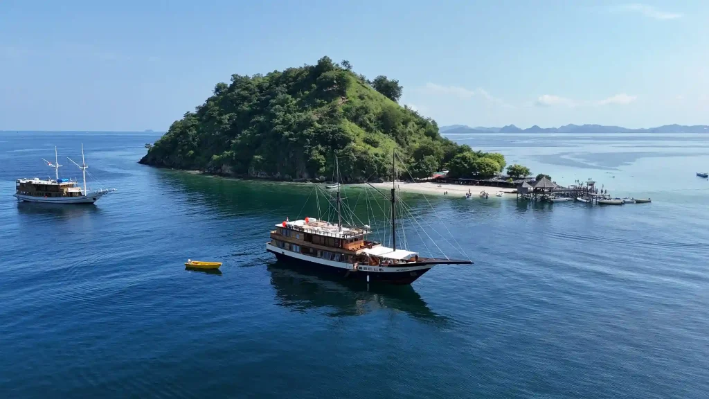 Aerial view of limestone islands and turquoise channels