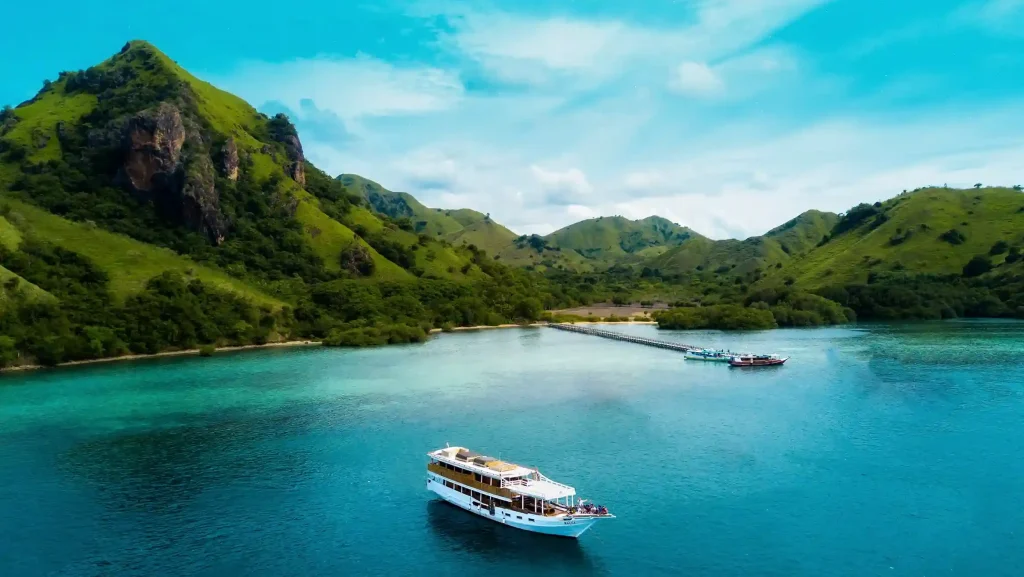 Aerial view of limestone islands in the Flores Sea